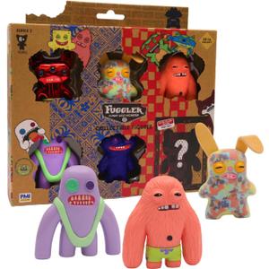 Fuggler Series 2 Collectible 6-Pack Window Box Creepy Funny Plush Figures Including Rare Hidden Surprise Character Paramount Crossovers (Assortment A-G) (Assortment A)