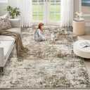 XLUEZ 9x12 Area Rug for Living Room, Washable Modern Abstract Large Area Rug Neutral Soft Non Slip Kids Rug Stain Resistant Indoor Carpet for Bedroom Dining Room Playroom Office(Brown, 9'x12')