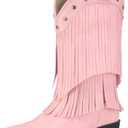 Rollda Girls Cowboy Boots with Tassel, Fringe Cowgirl Boots, Snip Toe, TPR Outsole, Kids Western Boots Stylish & Comfortable for All-Seasons, Toddler/Little Kid/Big Kid, 12