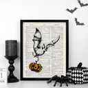 2 x Whaline 6Pcs Halloween Canvas Wall Art Prints Vintage Newspaper Style Skeleton Bat Art Poster Spooky Gothic Wall Decor for Gallery Living Room Bedroom (UNFRAMED 8 x 10in)