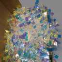 LAWOHO 2 Pack 6.5FT Christmas Tinsel Garland with Lights, Shiny Iridescent Foil Garland for Valentines Day, Christmas Tree, Wedding Birthday Party, New Year Holiday, Indoor Outdoor Hanging Home Decor