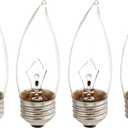 Phillips Bent Tip Candle 40W BA9.5 Bulb Medium Base E26 Lights 4 Pack