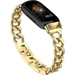 Metal Chain Band Compatible with Fitbit Inspire 3 Bands, Adjustable Stainless Steel Straps Replacement for Fitbit Inspire 3 Bands for Women Men