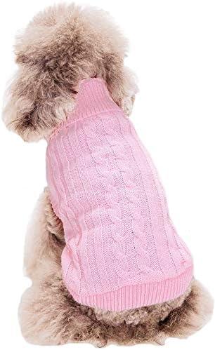 FAMI Dog Clothes Dogs Sweater Soft Puppies Clothing Winter Puppy Sweaters Warm Outfit for Dogs Small XS S Cat Apparel (Pink,Large)