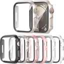 6 Pack Case for Apple Watch SE 3/2nd Gen Series 6/5/4/SE 44mm with Tempered Glass Screen Protector, Ultra-Thin Scratch Resistant Full Protective Bumper Cover for iWatch 44 mm