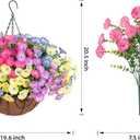 Artificial Fake Hanging Flowers Baskets for Outdoors Faux Plants Spring Outside Decor, UV Resistant Silk Morning Glory Flowers in Planter Realistic Petunias for Outdoor Porch Patio Garden Yard Home