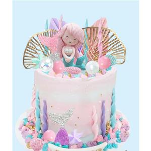 Mermaid Cake Topper Under The Sea Cake Toppers set with Little Mermaid Seaweed Bubble Golden Leaves for Mermaid Birthday