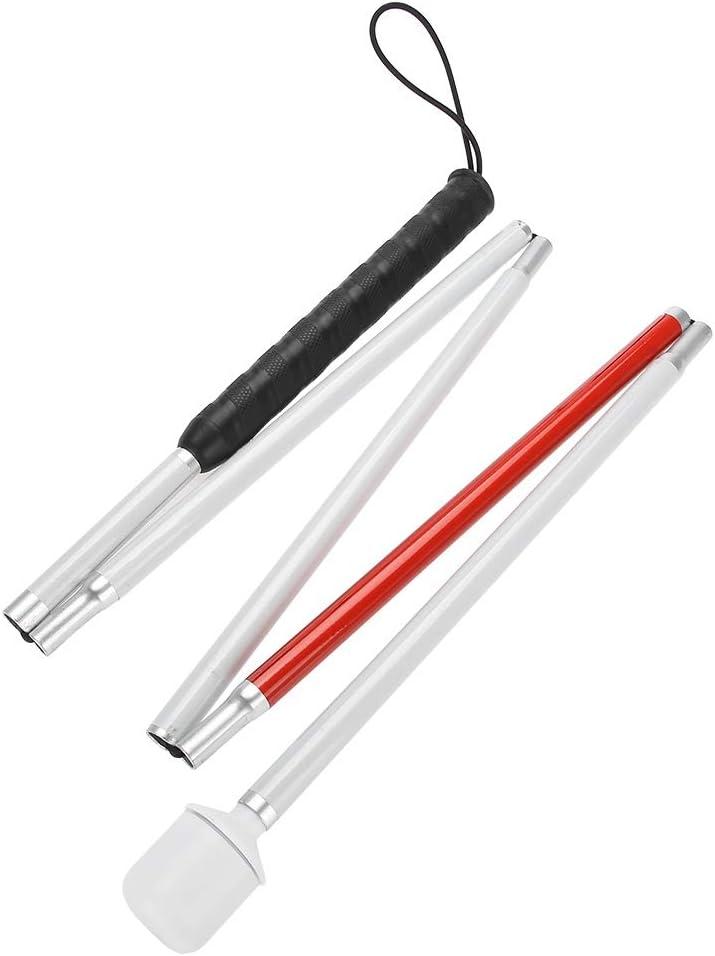 Watris Veiyi Blinder Folding Cane, Collapsible Walking Stick with Red Reflective Tape, Anti-Slip Blind Cane for The Blind and Visually Impaired People, 53.1in(135cm)