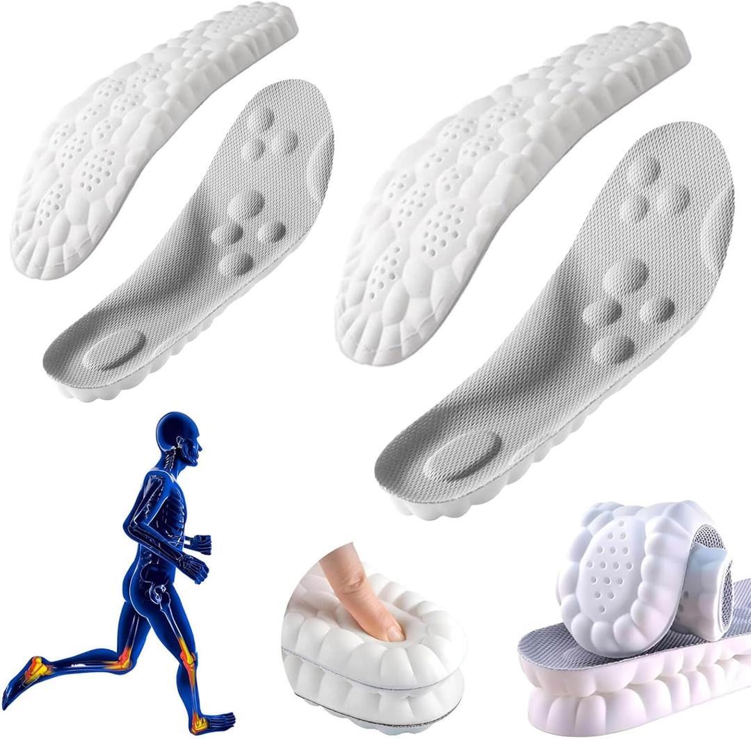 2 Pairs Cloud Insoles for Men, Cloud Soles for Men, Comfort Insole, U-Shape Memory Foam Insoles, Trim to Fit Inserts (2 Pairs- Gray, 12-13)