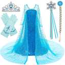Foierp Elsa Dress Up for Girls Princess Ice Queen Costume with Accessories Set for Kids Fancy Dress for Birthday Halloween Wedding
, Braid 110