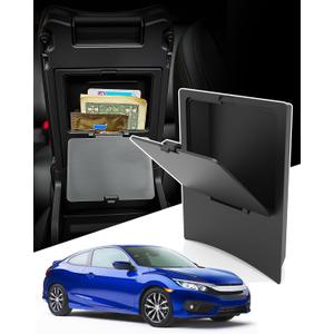 CarQiWireless Center Console Hidden storage box for Honda Civic 2016-2021, Center Console Organizer for Honda Civic Hatchback Si Coupe Type R Accessories 2021 2020 2019 2018 2017 2016