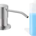 Built in Soap Dispenser for Kitchen Sink, Brushed Nickel Stainless Steel Countertop Pump Head (Plastic Built-in), Dish Soap Hand Lotion Dispenser with Refillable 17OZ Bottle