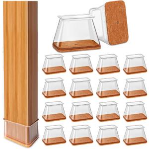 28Pcs Chair Leg Floor Protectors Rectangle for Hardwood Floors Silicone Caps Covers Felt Furniture Pads Clear Chair Sliders, Protect The Floor from Scratches(Fit:L 1.12"-1.5",W 0.75"-1")