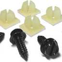 License Plate Screw Kit - Black, OEM Style Fasteners with Nylon Screw Retainers for Mounting Front and Back License Plates on Cars, SUVs, Trucks - Rustproof, Self Tapping Bolts (Black Stainless Steel)