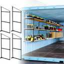 4 Pack Shipping Container Shelving Bracket with 60.5" H X 22.3" W, 3 Tiers Shipping Container Shelves-Bracket Rack with 1100 lbs Capacity - D-Ring Mount forHeavy Duty Cargo Shelves Rack