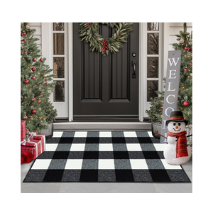 FONEYI Buffalo Plaid Outdoor Rug, 24"x36" Checkered Front Door Mat, Non Slip Absorbent Entryway Rug Doormat Indoor, Washable Outdoor Rugs for Layered Door Mats Front Porch/Farmhouse Black and White