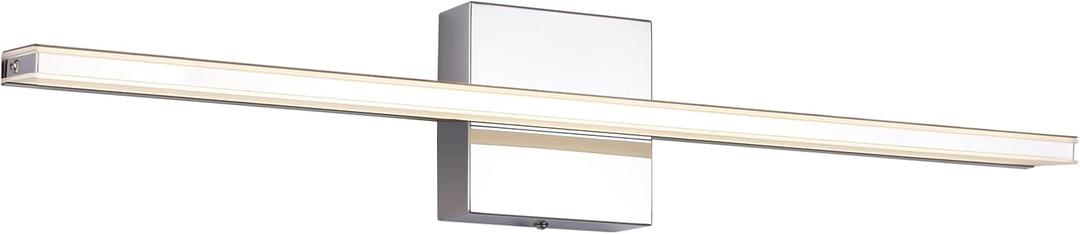 Chrome Bathroom Light Fixtures 24 Inch Bath Wall Lighting IP44 14W Vanity Lamp Bar Modern LED Lights for Vanity Rectangle Bathroom Lamps Over Mirror Acrylic Restroom Sink Light, 23.6 Inch