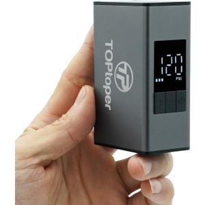 Tiny Bike Pump with Gauge, Max 120 PSI Portable Bicycle Tire Pump with Auto Stop, Mini Electric Bike Air Pump with Presta and Schrader Valve