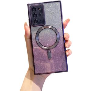 Doowear Galaxy S20 Ultra Case Magnetic Glitter [Compatible with Magsafe] Anti-Scratch Shockproof Luxury Plated Clear Full Camera Protection Phone Cover Case for Samsung Galaxy S20 Ultra-Deep Purple