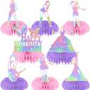 8 Pcs Iridescent Party Decorations Honeycomb Centerpieces, Happy birthday Table Decorations, birthday Party Decorations 3d Double Side Honeycomb Decorations for birthday Day Party
