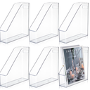 6 Pcs Clear Acrylic Magazine File Holder Plastic Desk Organizer with Handle Basics Vertical Magazine Rack Desk Folder Document Storage Organizer for Home Office School Work Study Desktop Supplies