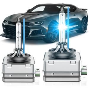 Fit for Chevrolet 2014-2017 Chevy Camaro Impala Corvette SS D3S HID Xenon Headlight Bulbs, 350% Brightness, High Low Beam Light Bulb, 8000K White Blue, Plug and Play, Pack of 2