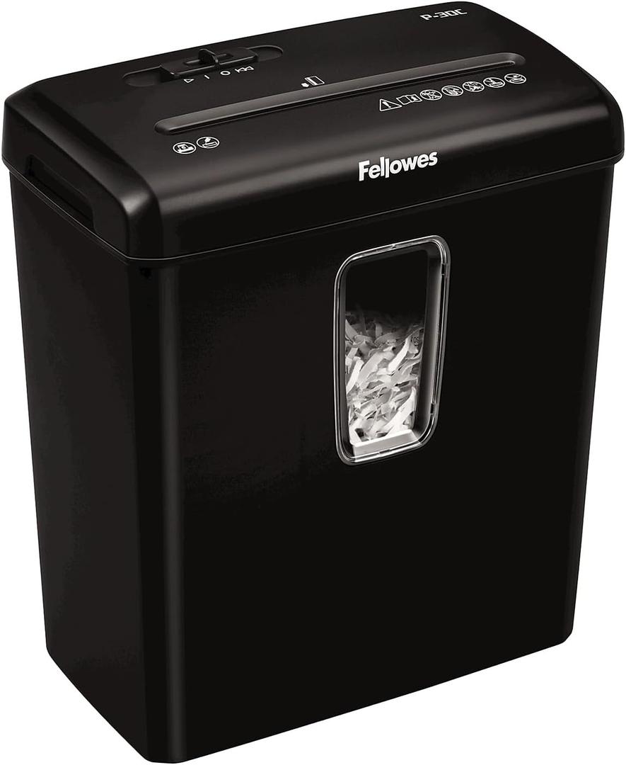 Fellowes PowerShred P-30C 6 Sheet Cross-Cut Deskside Paper Shredder for The Home Office