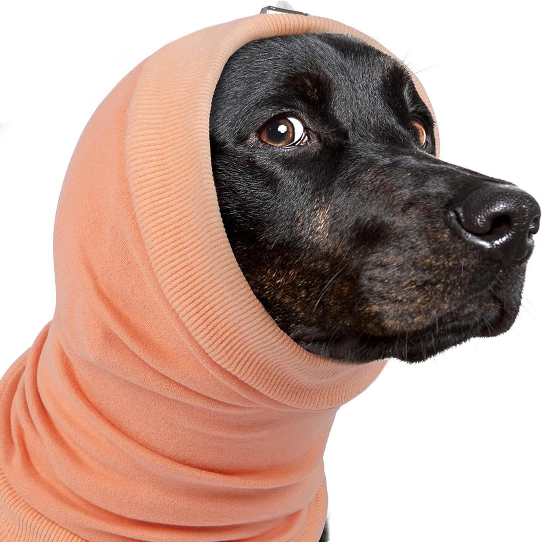 PUMYPOREITY Anti-Slip Headband for Dog Hematoma, Adjustable Dog Calming Hoodie for Fireworks, Thunderstorms, Grooming, No Shake Ear Wraps & Muffs for Noise Protection, M, Orange