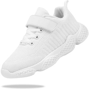 Santiro Boys Shoes Girls Kids Sneakers Tennis Running Shoes (4 Big Kid, White)