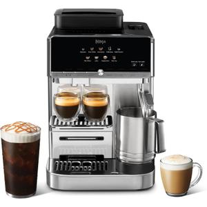 Ninja AutoBarista Fully Automatic Espresso, 10 Drink Options, AE1001 | One Touch Hot & Iced, Built-in Coffee Grinder, Milk Frother, Easy Self-Clean, Latte, Cappuccino, Cold Brew
