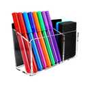 HeCuPMMA Magnetic Dry Erase Marker Holder - Non-Slip Acrylic Pen Organizer with Powerful Magnets for Whiteboard, Refrigerator, Office Desk, Classroom Supplies & Home Organization-Clear