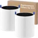 Blue Pure 511 Replacement Filter Compatible with Blueair Blue Pure 511 Air Purifier, 2-in-1 511 HEPA Particle Filter and Activated Carbon Filter, 2 Pack