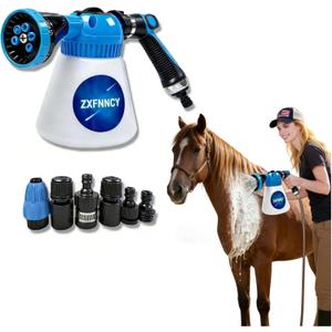 Foam Sprayer for Garden Hose, 2-in-1 Dog Wash Sprayer & Car Foam Cannon, Adjustable Soap Dispenser Gun with 6 Spray Patterns for Pet Bathing, Horse Grooming, Window Cleaning & Plants