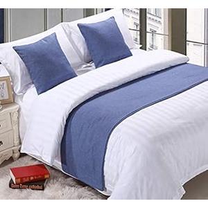 Mengersi Solid Bed Runner Scarf Protector Slipcover Bed Decorative Scarf for Bedroom Hotel Wedding Room (King, Light Blue)