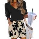 ETCYY NEW Summer Dresses for Women Dressy Casual 3/4 Length Sleeve Womens Fall Dress with Smocked Cuffs S