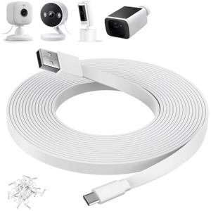 50FT USB C Power Cable for CCTV Camera,TP-Link Tapo C120,Ring Pan-Tilt Indoor Cam 2024 Release Camera ,Blink Mini2,Xiaomi Mi,eufy SoloCam S220/S340,C210,Long Flat USB C Extension Charging Cable