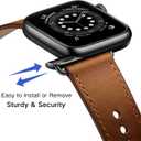 OUHENG Leather Bands Compatible with Apple Watch Band 49mm/46mm/45mm/44mm/42mm, Genuine Leather Strap for iWatch Ultra 3/2/1 & SE 3/2/1 Series 11 10 9 8 7 6 5 4 3 2 1 (Retro Brown/Black)