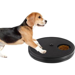 3 in 1 Rotatable Dog Scratch Board with Food Storage Compartment Box Round Stress-Free Scratch Pad ABS Nail Grinder Claw Care Dog Claw Grinder Board (Black)