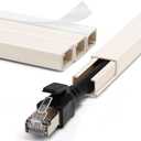 ZhiYo Cord Hider Wall for One Cord, 68in Cord Covers for Wires on Wall, Easy Install Cable Cover Wall, Cable Raceway Hide Cords, Cable Hider Cord Management Wall, 4X L17in W0.6in H0.4in Beige