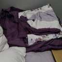 Chezmoi Collection Linnea 7-Piece Luxury Purple Lavender Gray Cherry Blossom Floral Embroidery Comforter Set, California King