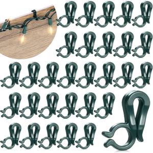 Teenyyou 240 PCS Christmas Light Clips Outdoor Hang Plastic Gutter Hooks Weatherproof Outdoor String Lights Clip Holiday Light Clips for Xmas Decoration(Green)