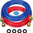 Washer Hose 12 Ft/12FT Rubber Washing Machine Hoses,Washer and Dryer Hose 3/4 Connection Supply Lines for Hot and Cold Water Washer Hoses-by MIFLUS,Universal Washing Machine Hose (2 Packs)
