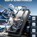 FNTCASE for iPhone 16e Phone Case: Military Grade [Built-in Screen Protector] [Kickstand] Matte Textured Drop Proof Protection Cover | Rugged Shockproof TPU Protective Sturdy Cases 2025 - Black