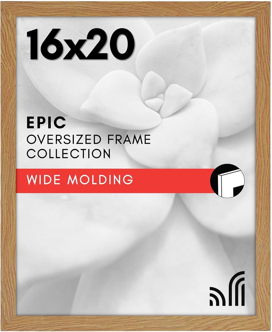 Americanflat 16x20 Picture Frame with Polished Plexiglass - Wide Picture Frames Made of Engineered Wood for Vertical or Horizontal Wall Display - Epic Collection - Dark Oak