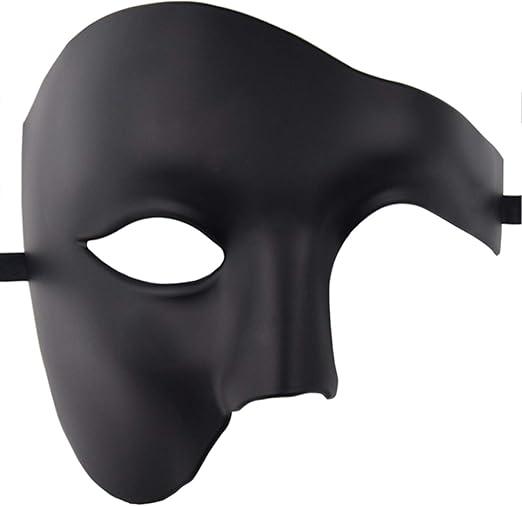 KEFAN Mens Mask Masquerade Mask Phantom of The Opera Half Face Mask (Black)