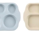 2 PACK RUIBOLU Large 12 Inch Divided Plates for Kids Adults, Wheat Straw Portion Control Plate, Reusable Plastic Compartment Plates,Unbreakable Dinner Plates Dessert Plates, BPA Free