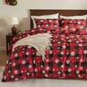 JELLYMONI Christmas Duvet Cover King, Cotton Set With Zipper Closure, Plaid Comforter Cover, 1 Duvet Cover & 2 Pillowcases