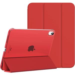 MoKo for iPad (A16) 11th Generation Case 11 Inch 2025, iPad 10th Generation Case 10.9 Inch 2022, Slim Stand Hard PC Translucent Back Shell Smart Cover, Support Touch ID, Auto Wake/Sleep,Red