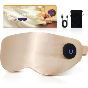 Heated Eye Mask for Dry Eyes Relief, Rechargeable Warm Eye Compress with Adjustable Temperature & Auto Shut-Off, Washable Removable Cover