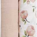 Little Unicorn 100% Natural Organic Cotton Muslin Swaddle Blanket 2 Pack | Giftable Set of 2 swaddles (Watercolor Floret)